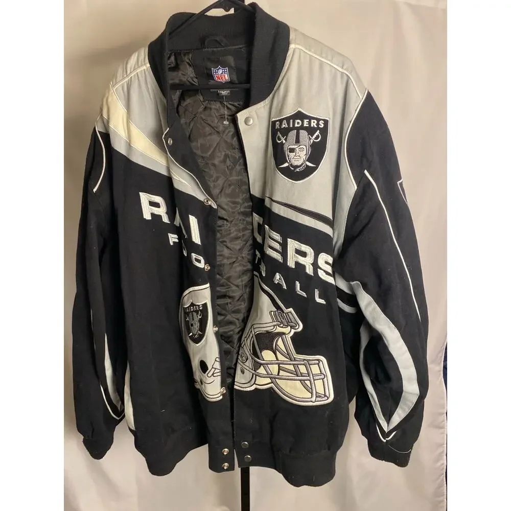 Las Vegas Raiders NFL Jacket 5XL Corduroy Style Black Gray Heavyweight